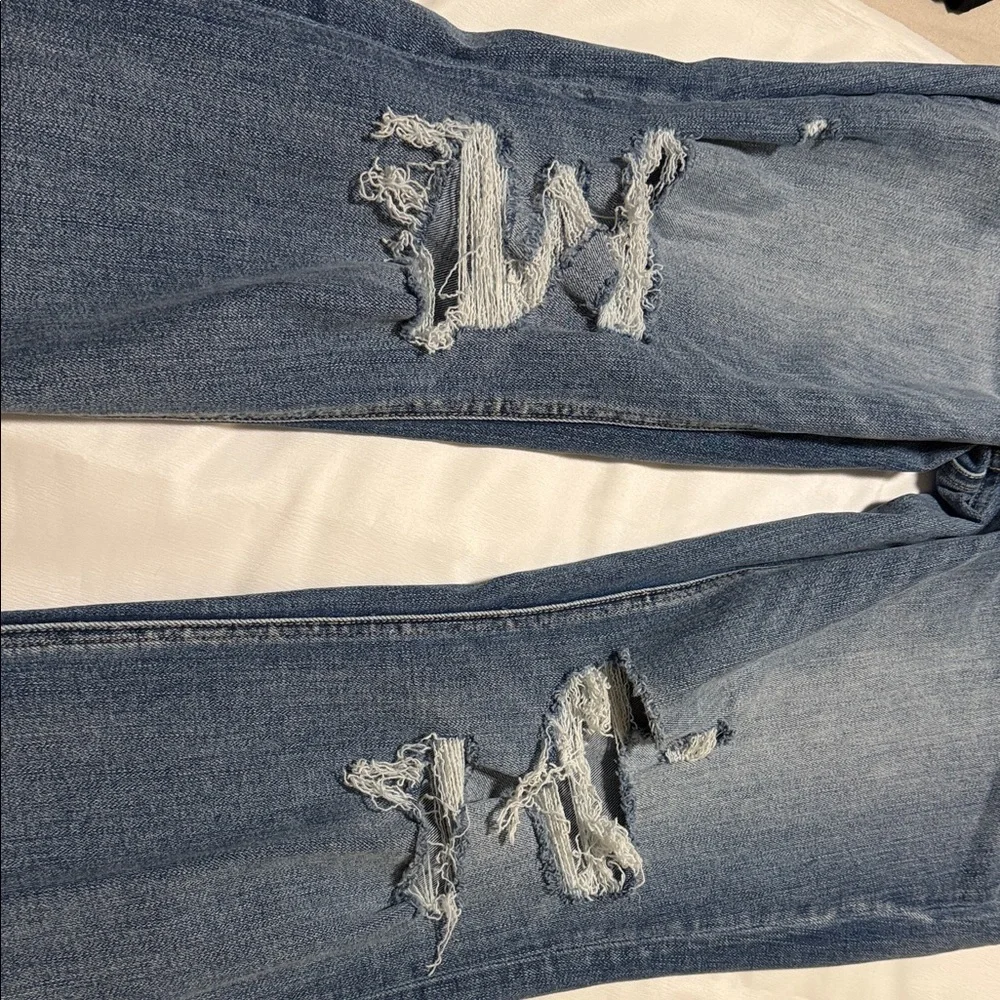 Flying Monkey Mid Rise Cropped Jeans Size 31 Distressed Raw Hem